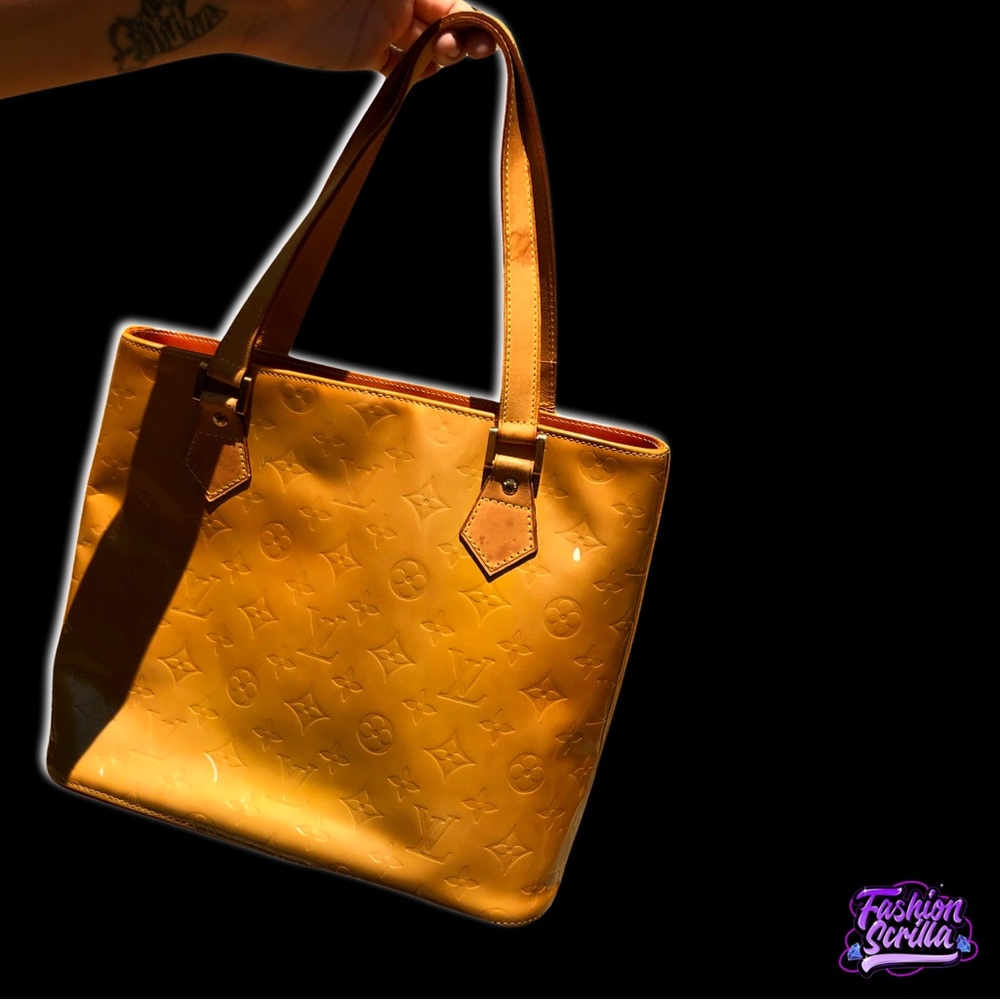 Louis Vuitton Vintage Monogram Golden Yellow Vernis Tote Handbag